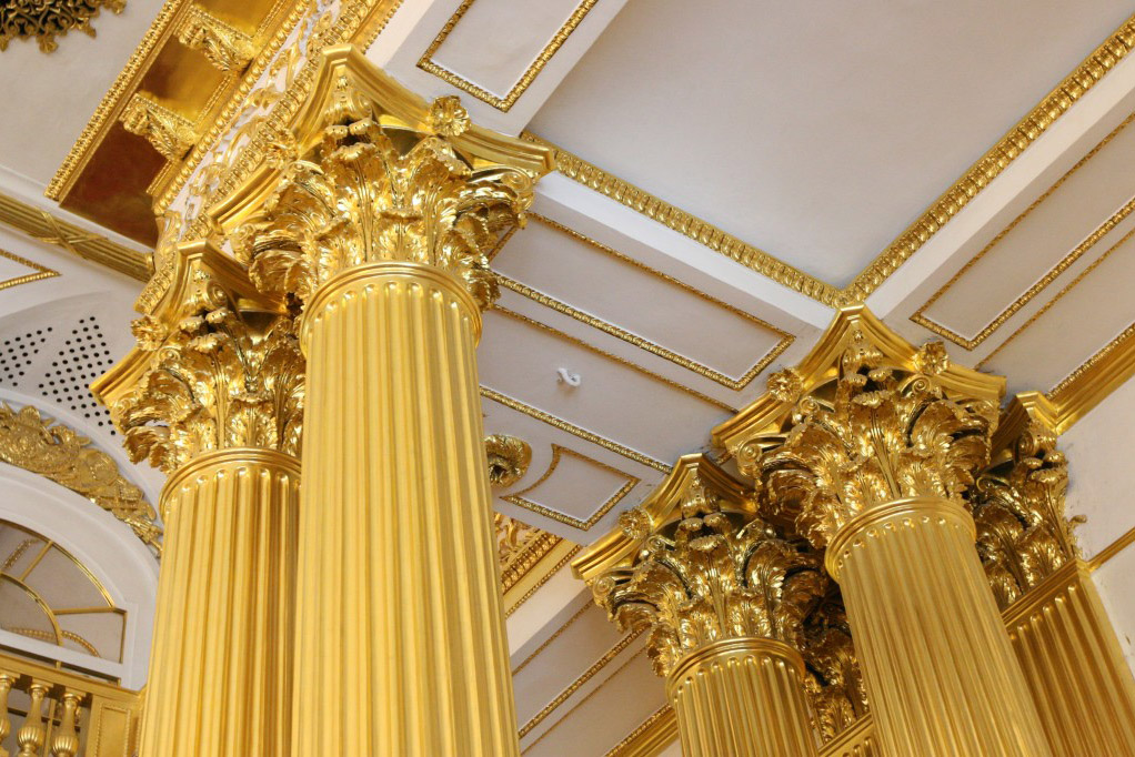 Gold Gilt Russian Palace ColumnsGold Gilt Russian Palace Columns, Interior Design Inspiration Image on Summer Thornton Design