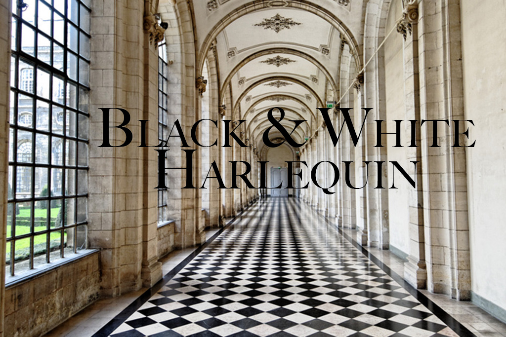 black and white harlequin tile floor in palace