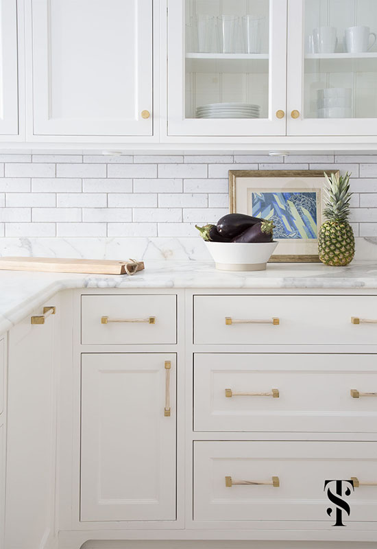 Lincoln Park Modern, Kitchen, White Cabinets And Subway Tile, Custom Brass Hardware, Interior Design by Summer Thornton Design