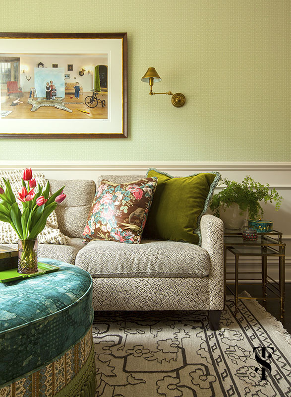 Lincoln Park Vintage Family Room, Wes Anderson Inspired, Interior Design by Summer Thornton Design