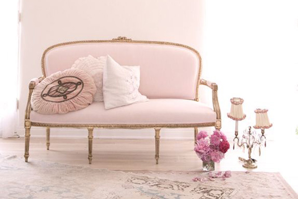 Blush Interior Design Inspiration with pink sofa and pink walls