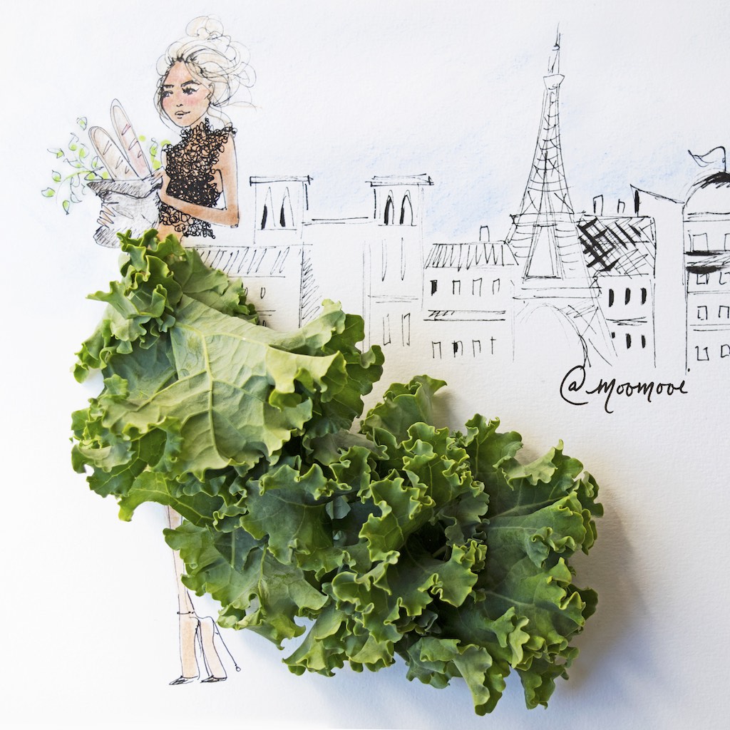 Meredith Wing MooMooi Fashion Illustration Drawing Produce Kale Paris