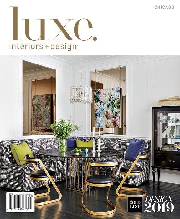 Luxe Interiors & Design January February 2019 Magazine cover with Summer Thornton project in Chicago