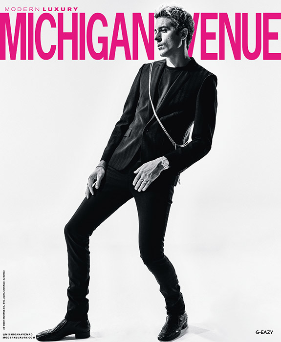 Michigan Avenue Magazine December 2018 cover with G-Eazy featuring Summer Thornton Design project at 1500 lake shore drive co-op