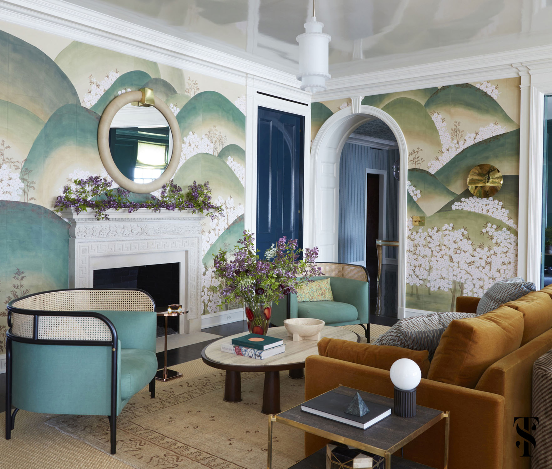 Summer Thornton designed coop with kiso mountains wallpaper by de Gournay